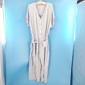 Violet Weekend New blue striped jumpsuit Medium